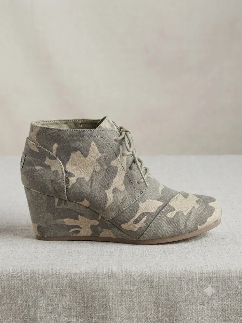 Route 66 Neutral Camo Wedge Ankle Boots